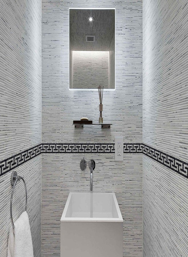 WallDesign ملصق لاصق ذاتي لتصميم حواف البلاط - بنمط حجر رخامي رمادي وأسود - لفة فينيل لامعة مقاومة للماء - 3 بوصات × 10 أقدام - لتزيين الأبواب والأرضيات وجدران الحمامات - Image 3